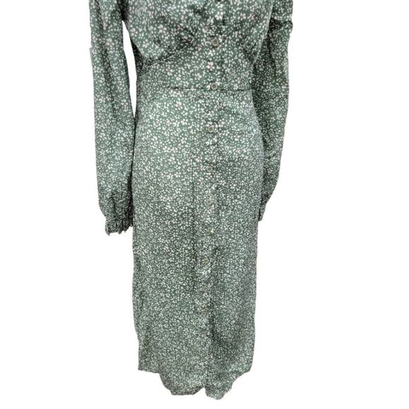 Missguided Women's Button Thru Milkmaid Midi Dress Ditsy Green‎ Size 6 NEW - Picture 7 of 16